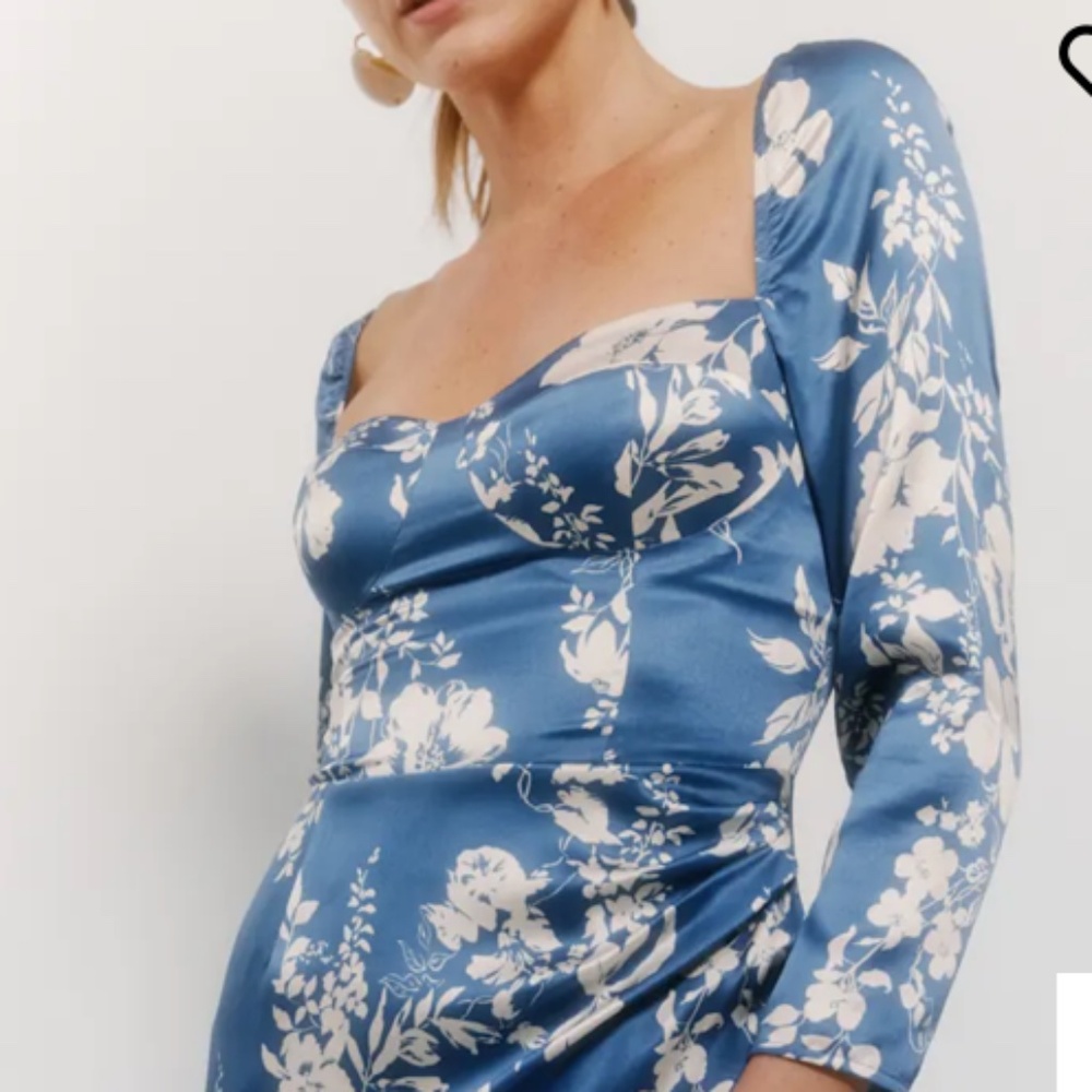 Reformation Gloriana Silk Dress Cyanotype - Size 2